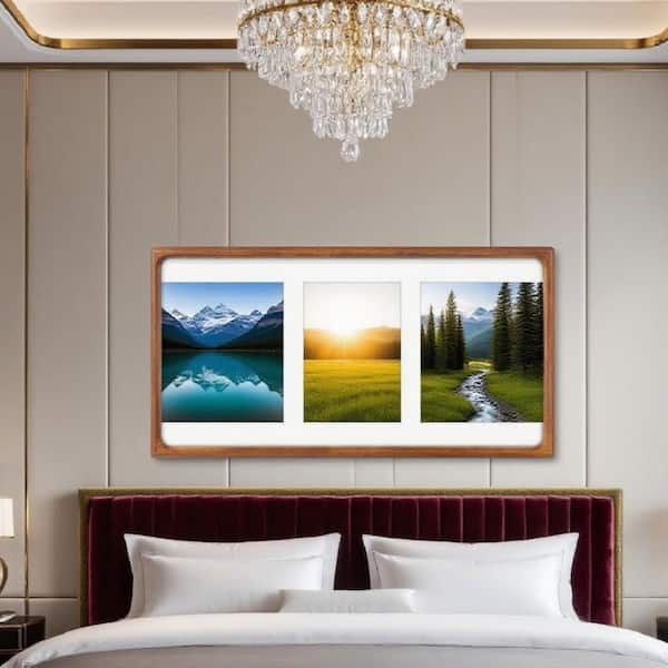 3 Openings 5 in. x 7 in. Brown Wood Collage Frame for Wall Decor