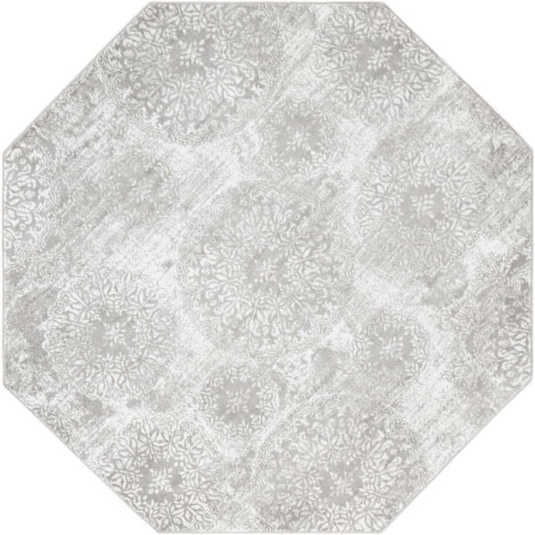 Unique Loom Sofia Grand Light Gray 7 ft. 10 in. x 7 ft. 10 in. Area Rug
