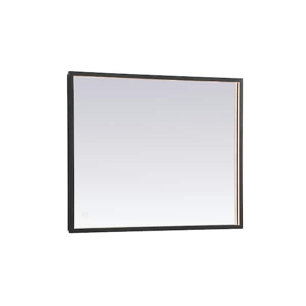Unbranded Timeless Home 24 in. W x 30 in. H Modern Rectangular Aluminum Framed LED Bathroom Vanity Mirror in Black