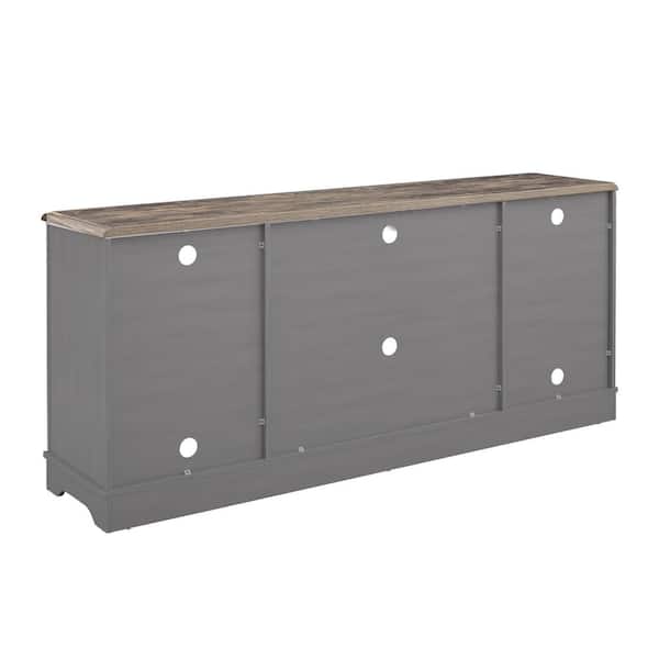 FESTIVO 70 in. Gray with Walnut Color Desktop TV Stand for TVs up to 78 in.