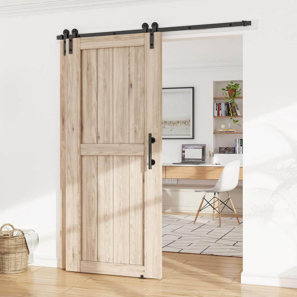 Matte Black Heavy Steel Single Track Barn Door Hardware Kit