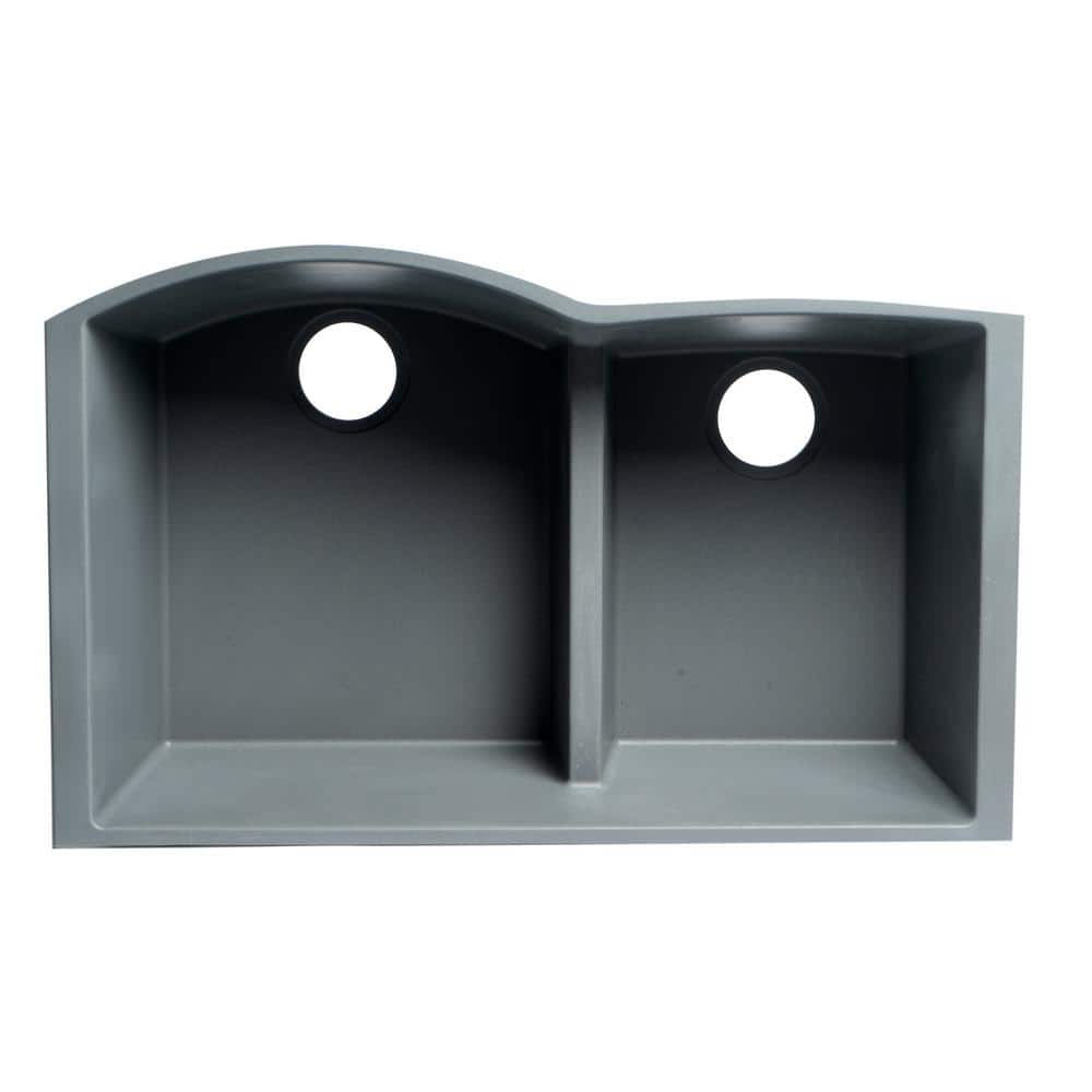 Titanium Gray Double Bowl Granite Composite Undermount Kitchen Sink