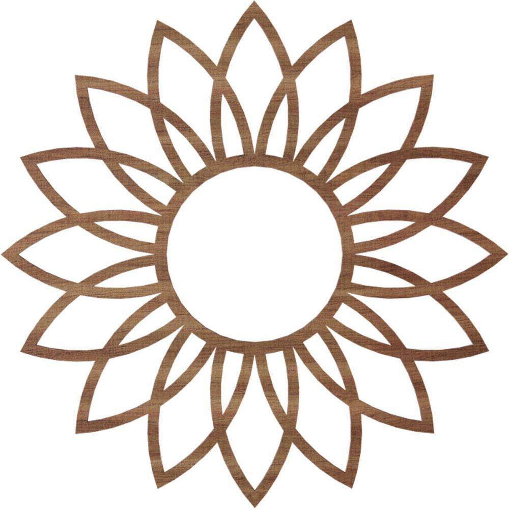 18-Inch Walnut Wood Daisy Fretwork Ceiling Medallion