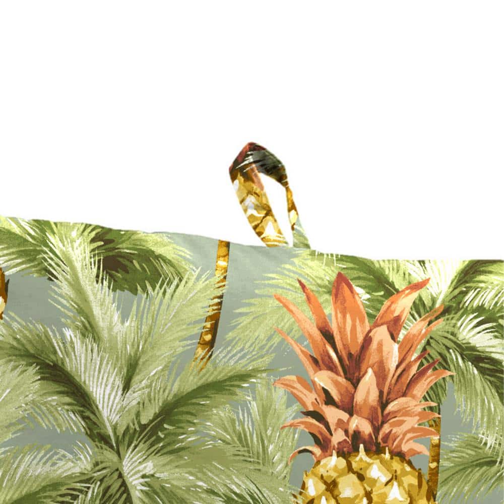 Luau Breeze Green Tropical Outdoor Chair Cushion with Ties