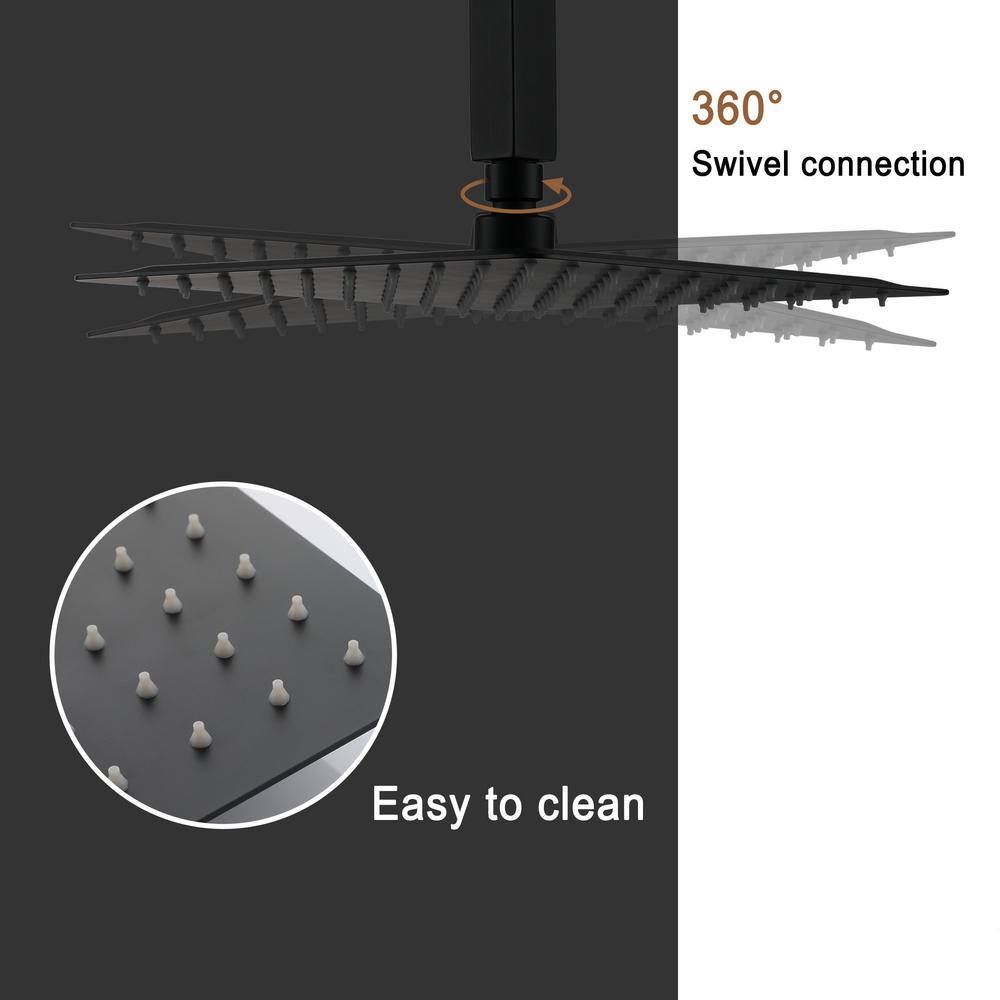 Matte Black 10-Inch Ceiling-Mounted Shower System with Handheld and Tub Filler