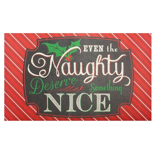 Home Accents Holiday Naughty or Nice 18 in. x 30 in. Door Mat