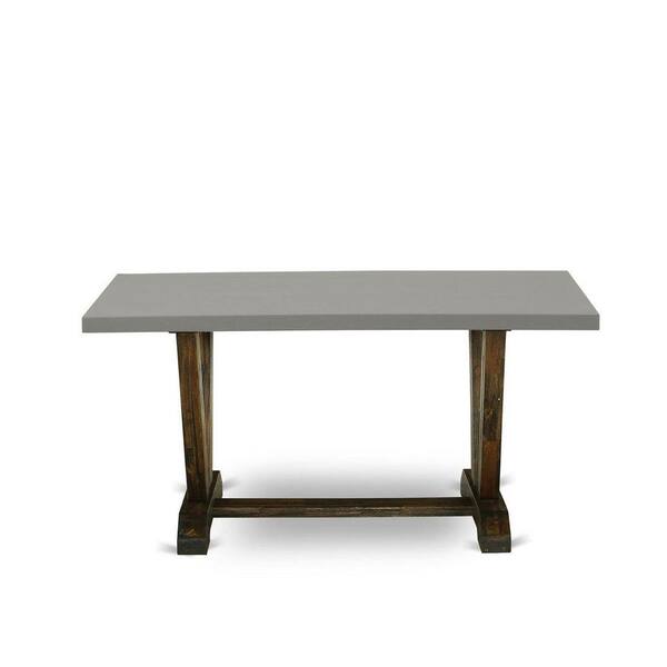 East West Furniture 7-Piece Rectangle Natural Oak Finish Solid