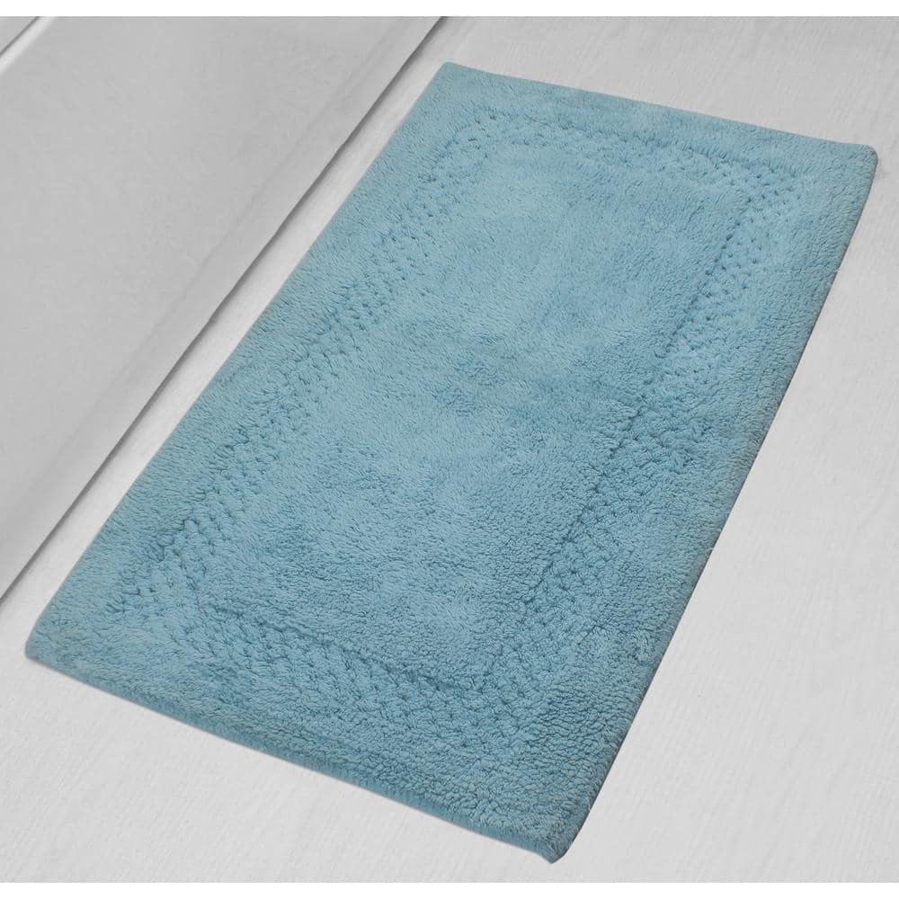 HOME WEAVERS INC Classy 100 Cotton Bath Rugs Set 24 In X40 In   Aqua Bathroom Rugs Bath Mats Bcl2440aq 64 1000 