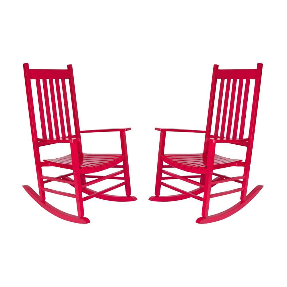 Shine Company 46 in H Red Wood Vermont Outdoor Rocking Chair (2-Pack ...