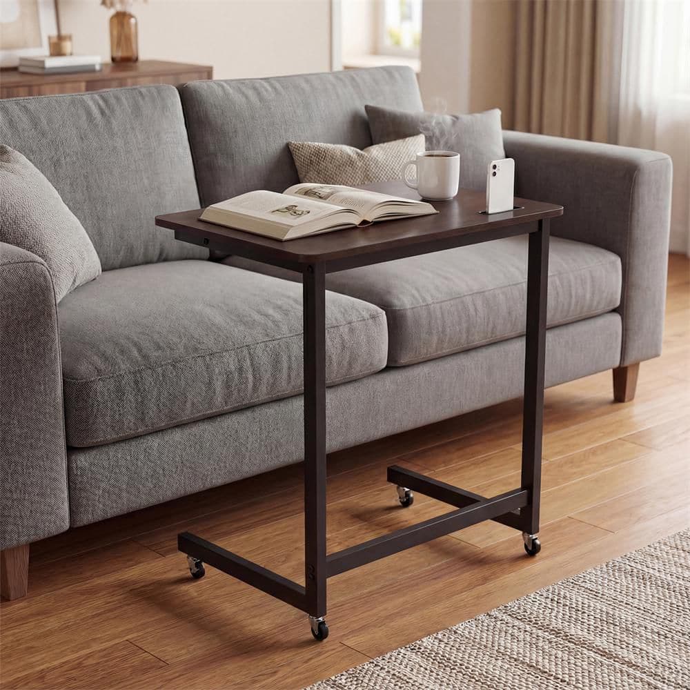 Rolling C-shaped End Table Couch Table with Built-in Phone Slot, Small Side Table with 2 Lockable Casters price history on PriceWatchPro