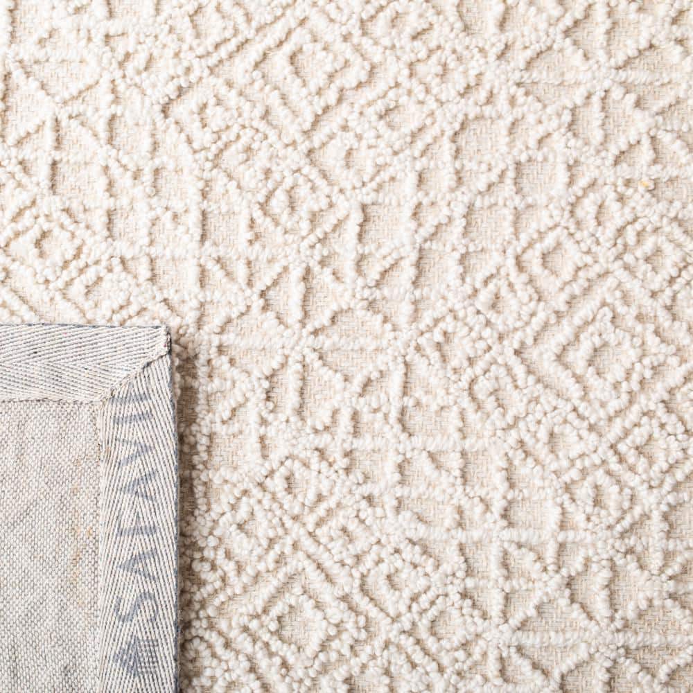 Handmade Tufted Beige Wool Square Area Rug