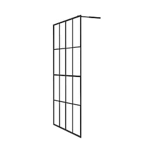 34 in. W x 72 in. H Fixed Framed Shower Door in Black with Clear Tempered Glass