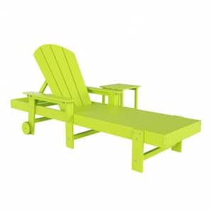 Laguna Lime 2-Piece Fade Resistant Plastic Outdoor Adirondack Reclining Portable Chaise Lounge Armchair and Table Set