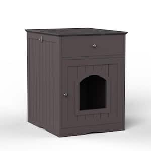 Brown Wood Pet House Cat Litter Box Enclosure Cat Home Nightstand with Drawer - Small to Medium