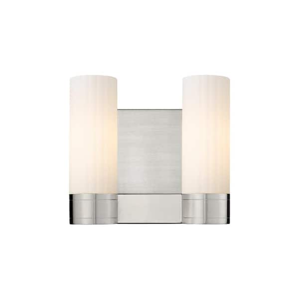Innovations Empire 10.5 in. 2-Light Satin Nickel Wall Sconce with Glass Shade