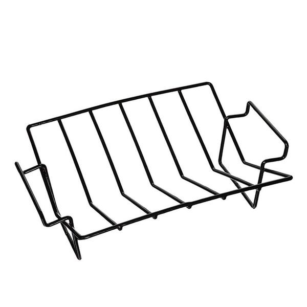 2 in 1 Porcelain Coated Steel BBQ Rib and Turkey Roasting Rack Heavy Duty Dual Purpose for Smoking Grilling