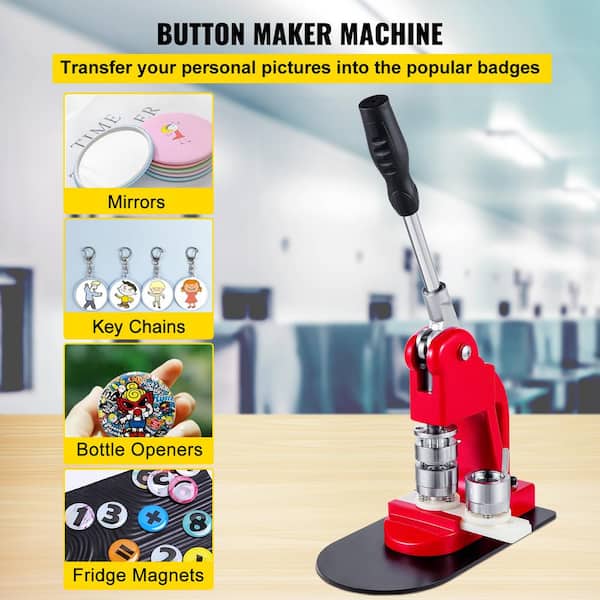 Button Badge Maker Machine 1 in. with Button Parts and 25 mm Circle Cu
