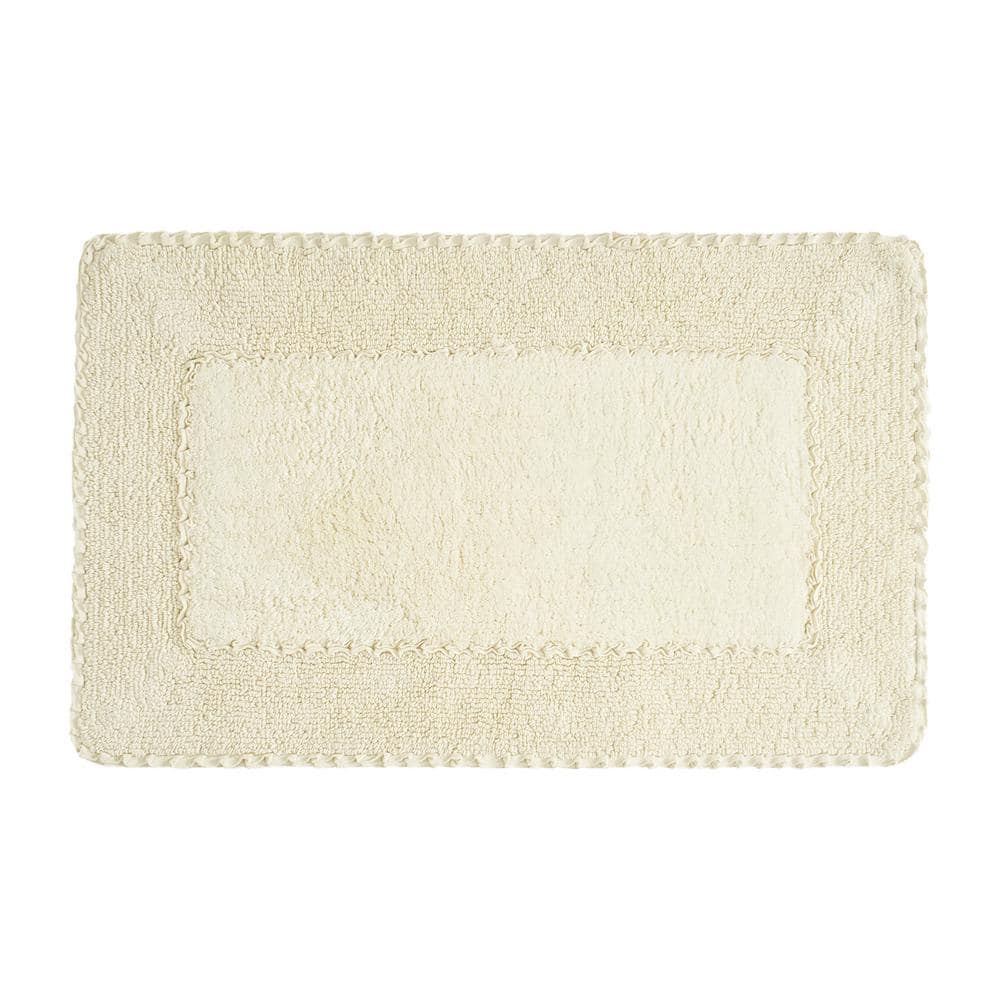 Laura Ashley Ruffle Cotton Border Yellow 17 in. x 24 in. Bath Rug ...