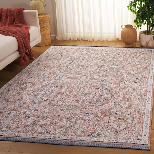 Vivaldi 4 ft. x 6 ft. Rust/Ivory Distressed Border Area Rug