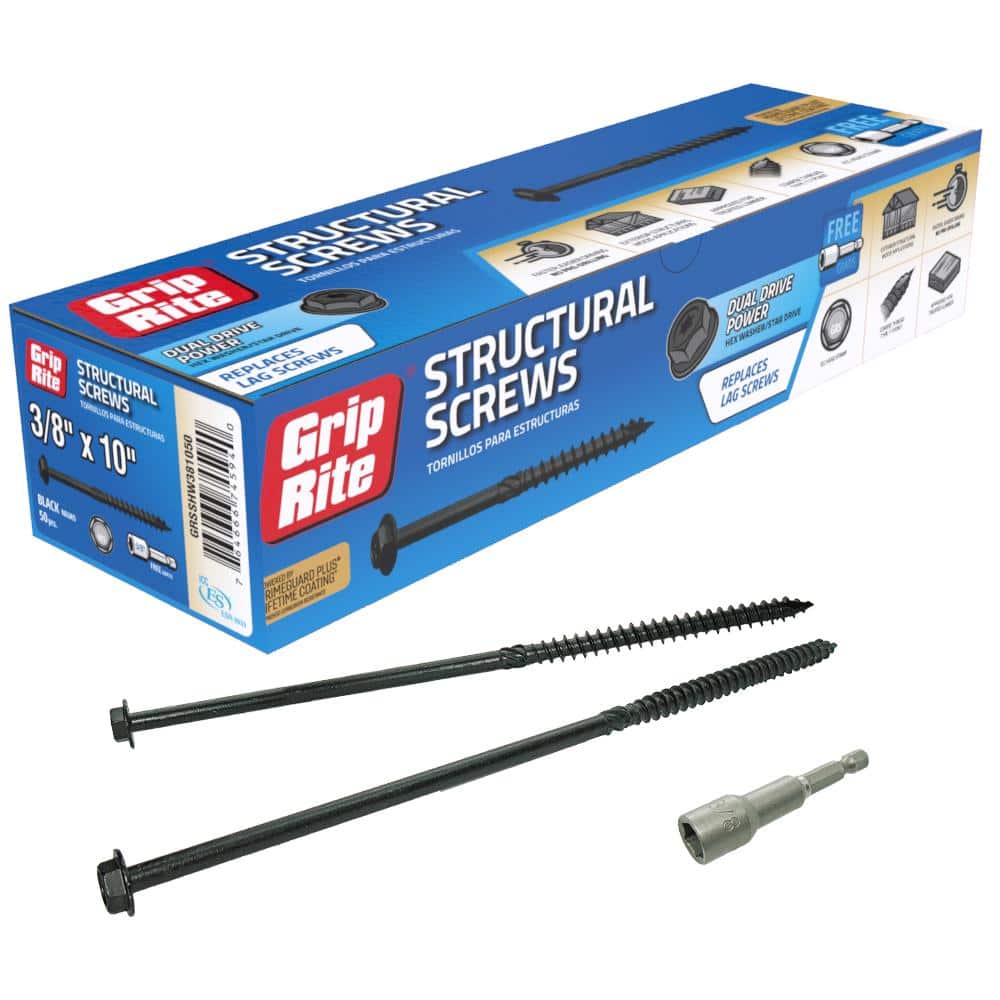 3/8 in. x 10 in. Dual Drive Washer Head Structural Screws 50-per Box price history on PriceWatchPro