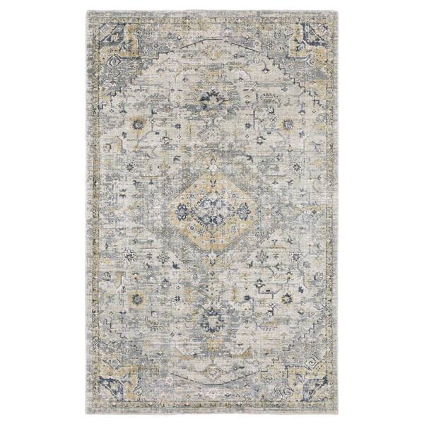 10 ft. x 14 ft. Gray, Gold Medallion Washable Area Rug