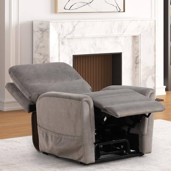 Nightfall Gray Flannelette Powered Recliner Lift Chair With Heating and Massage