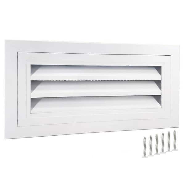 16x8 Gable Vent White Aluminum Alloy with Removable Strainer 180 Degree Opening Angle for Attic Shed Garage