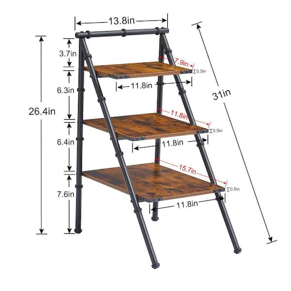 VECELO 4-Tier Ladder Corner Storage Shelf with Metal Frame, Multipurpo