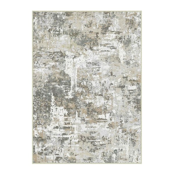 Polaris Brown 9 ft. x 12 ft. Washable Modern Abstract Area Rug