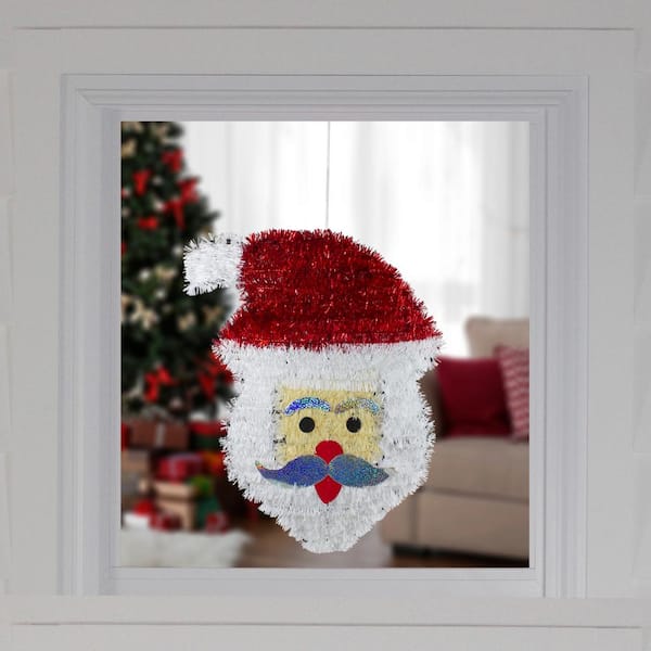 Northlight 19 in. Tinsel Santa Claus Christmas Window