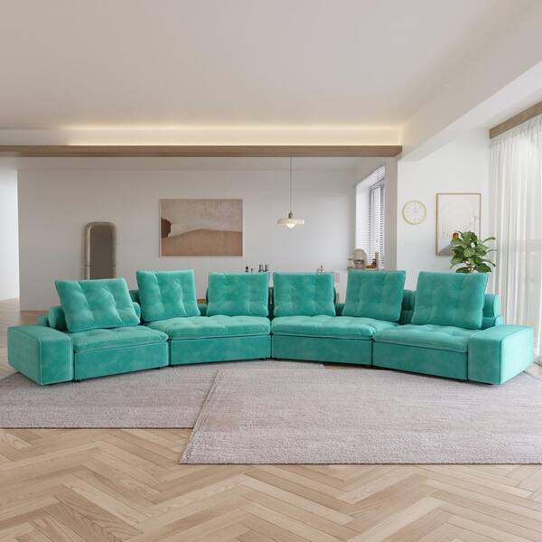 Aqua blue velvet sofa discount
