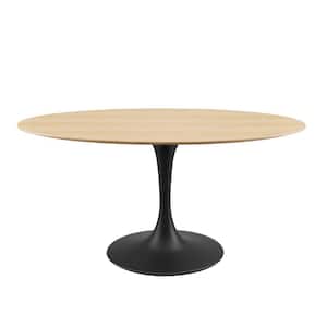 Lippa 60 in. Oval Natural Wood Top Powder Coated Metal Base with Wood Frame (Seats-4)