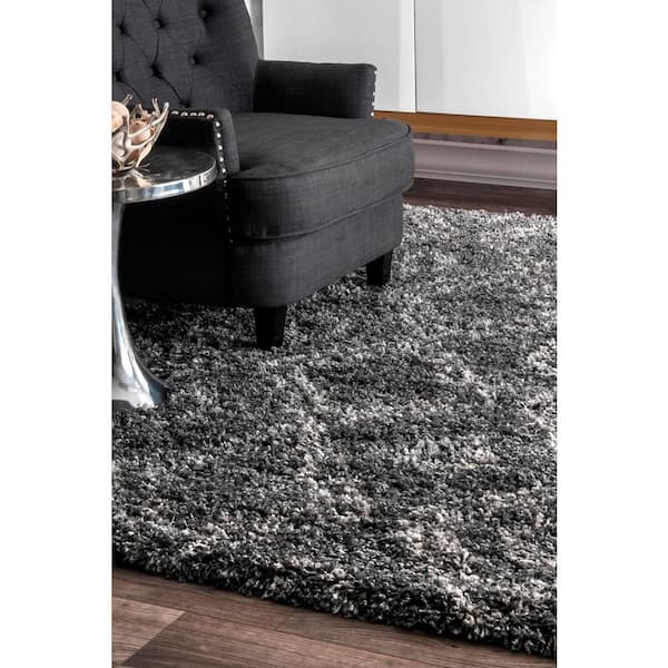 Iola Plush Shag Gray 7 ft. x 9 ft. Area Rug
