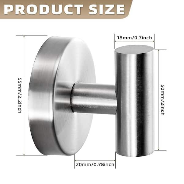 4-Pack Suction Cup Hook for Towel, Robe and Loofah, No Drill Mounting, Tile and Smooth, Non-Porous Surface, Nickel