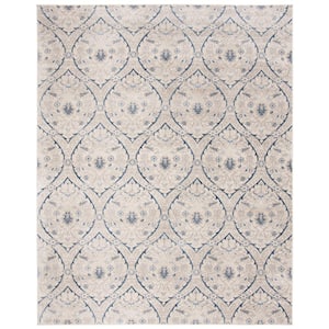 Brentwood Light Gray/Blue 10 ft. x 13 ft. Floral Geometric Medallion Area Rug