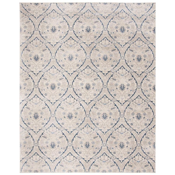 Brentwood Light Gray/Blue 8 ft. x 10 ft. Floral Geometric Medallion Area Rug