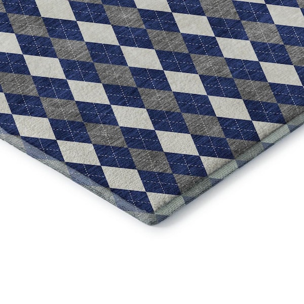 Mayfield Premium Machine Washable Abstract AMF1812 Navy 10 ft. x 14 ft. Area Rug