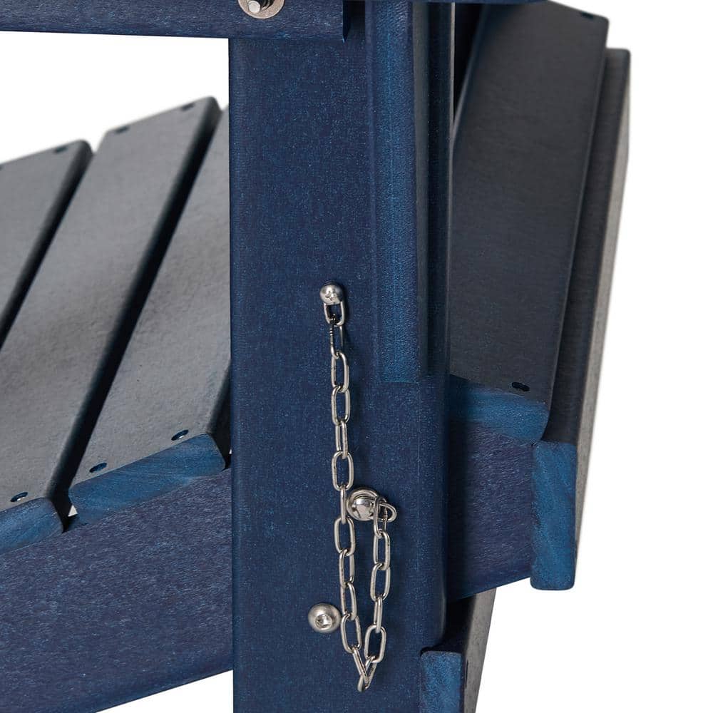 Navy Blue Folding Poly Adirondack Chair with Square Arms