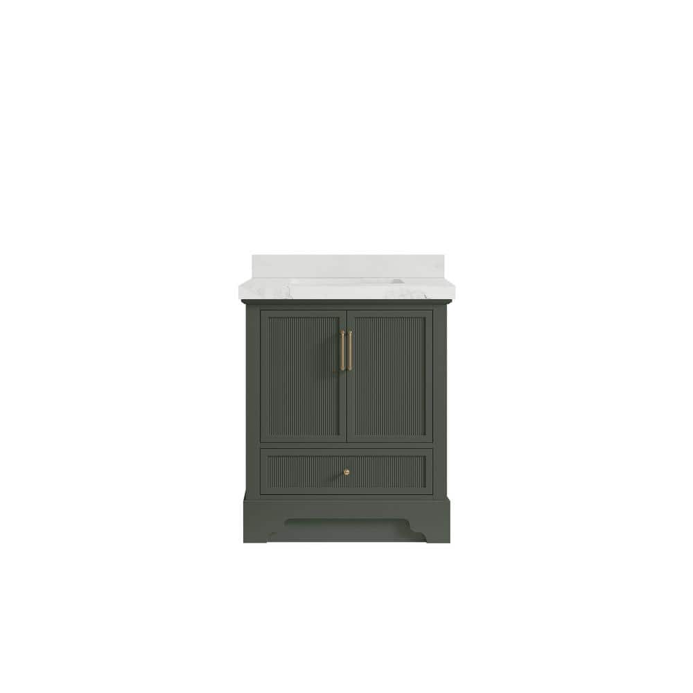 Alys 30 in. W x 22 in. D x 36 in. H Single Sink Bath Vanity Center in Pewter Green with 2 in. Calacatta Nuvo Qt. Top price history on PriceWatchPro