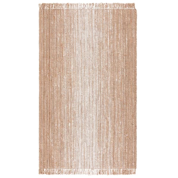 Natural Fiber 6 ft. x 9 ft. Ivory/Natural Woven Distressed Gradient Area Rug
