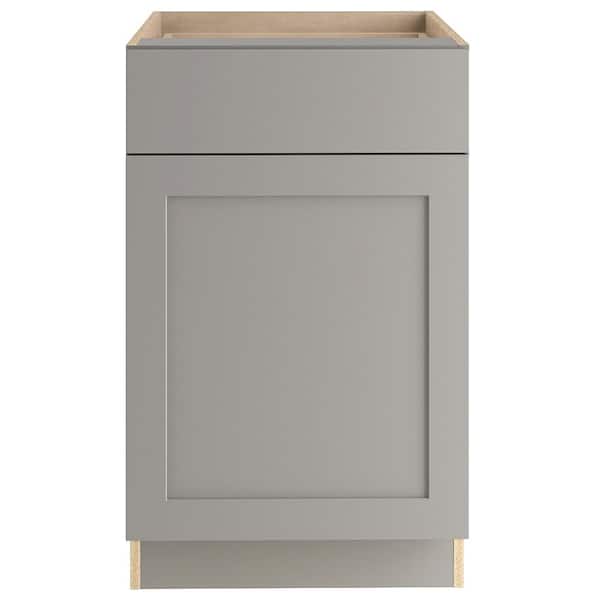 Hampton Bay Edson Shaker Assembled 20.98x34.49x24.5 in. Base Cabinet with Soft Close Full Extension Drawer in Gray