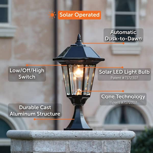 GAMA SONIC Windsor Bulb 1-Light LED Black Outdoor Solar Aluminum