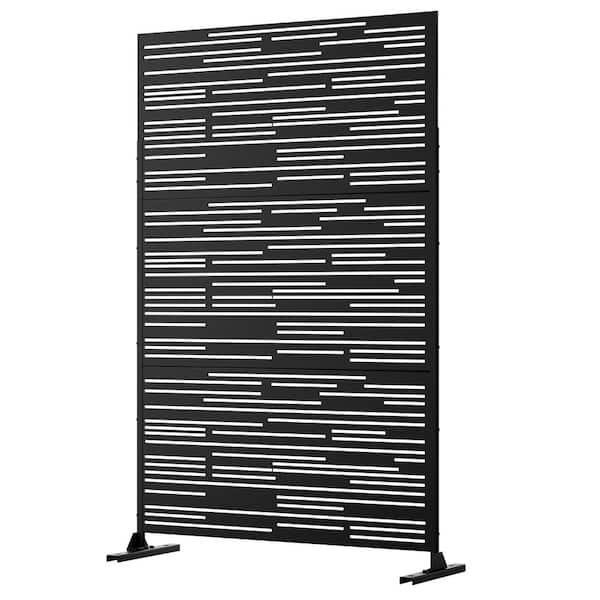 Dovelina 76 in. Galvanized Steel Garden Fence Outdoor Privacy Screen Garden Screen Panels Shine Pattern in Black