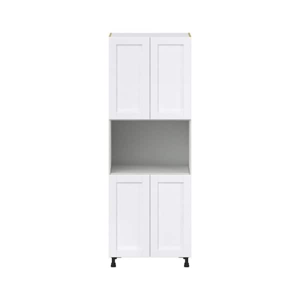 J COLLECTION Mancos Bright White Shaker Assembled Pantry Micro/Oven Kitchen Cabinet (30 in. W x 84.5 in. H x 24 in. D)