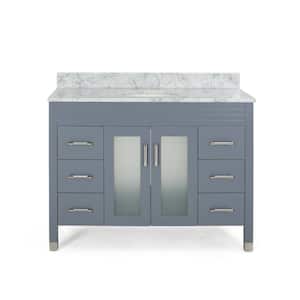 Halston 48 in. W x 22 in. D Bath Vanity with Carrara Marble Vanity Top in Grey with White Basin