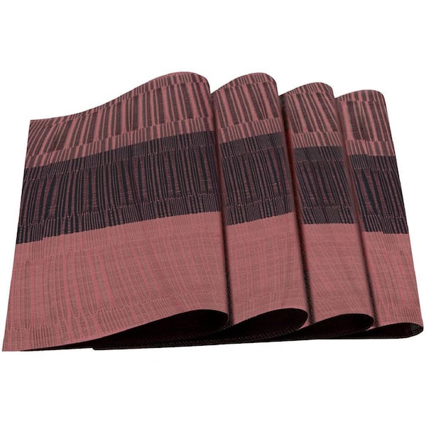 Cream-Colored Knife and Fork Jacquard 12 in. x 18 in. PVC Fiber Woven Non-Slip Washable Placemat (Set of 4)