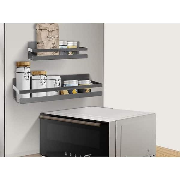 15.74 in. 2 Pack Magnetic Metal Spice Rack in Gray