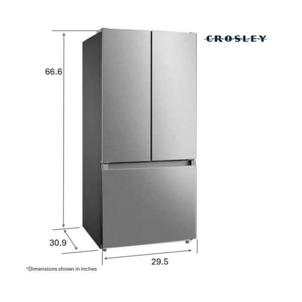 Crosley 30 in. 18.4 cu. ft. French Door with Pocket Handle Design with Adjustable Door Bins and Ice Maker Ready in Stainless CFDMH1834AS