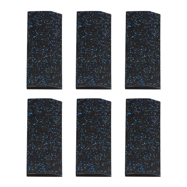 19.6 in. x 5.9 in. Blue Plus Black Speckles Rubber Gym Flooring Edge Strip, 4/5 in. Thick (6 Tiles/4.82 sq. ft.)