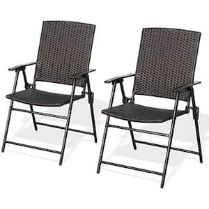 Wicker Folding Outdoor Patio Dining Chairs Chairs Set of 2